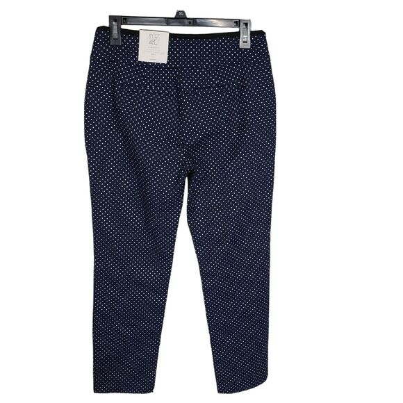 Roz & Ali Womens Pants Size 2 Avg Ankle Blue White Polka Dot Classic Fit Pockets - Picture 2 of 12
